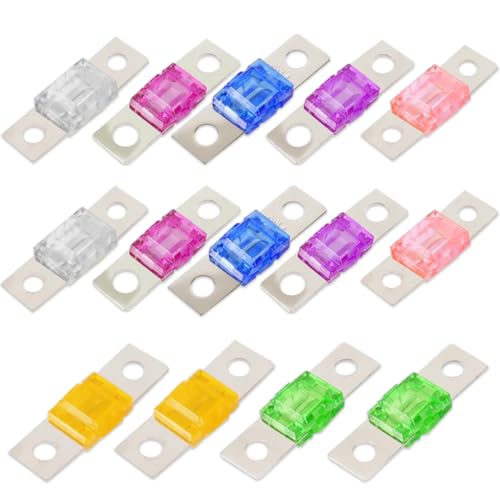 Aoreun Fusibles Midi, 14 Pièces Automobile Fusible 30/40/50/60/70/80/100Amp 32V Bolt-on Fusible Fusibles de Liaison à Courant Élevé pour voitures, camions, véhicules de construction, bus, caravanes