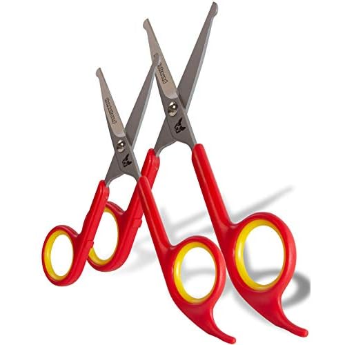 Hundefreund Hundeschere - Set mit 2 Scheren zur Fellpflege für Hunde - Fellscheren zur Hundepflege aus Edelstahl mit Abgerundeter Spitze - Ideal zur Pfotenpflege und zum Haare schneiden