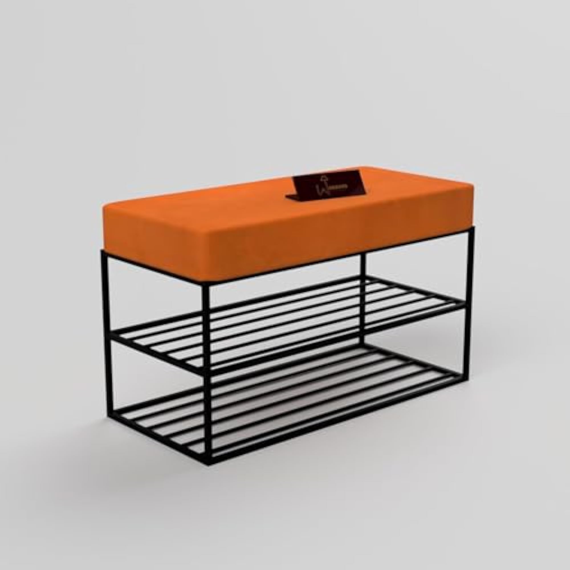 Stylish Upholstered Metal Bench for Living Room & Entryway