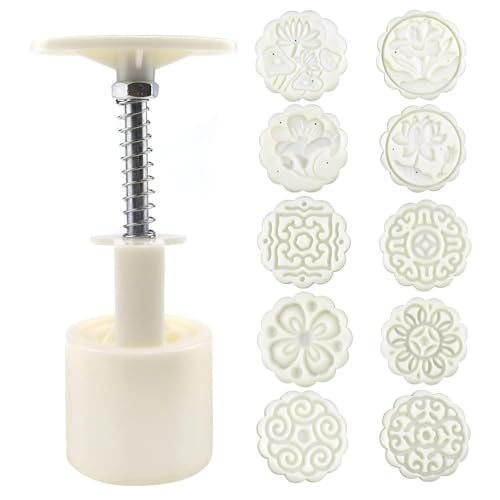UYUYong Mondkuchen Form 50g Blume 3D Mooncake Form Mould Cookie Stamp Keksstempel Zum 10 Backen Mooncake Presse für Kekse Dessert Backen