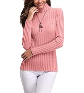 Aottori Women Turtle Neck Jumpers Long Sleeve Knit Tunic Sweater Tops Ladies Casual Solid Winter ...