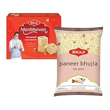 Bikaji Paneer Bhujia 400G & Soan Papdi Manbhawan 450G Combo | Ready to Eat Indian Namkeen | Crunchy Bar Snack, Tea-Time Munchies & Party Mix | Authentic Munching Pack for Sharing & Everyday Snacking