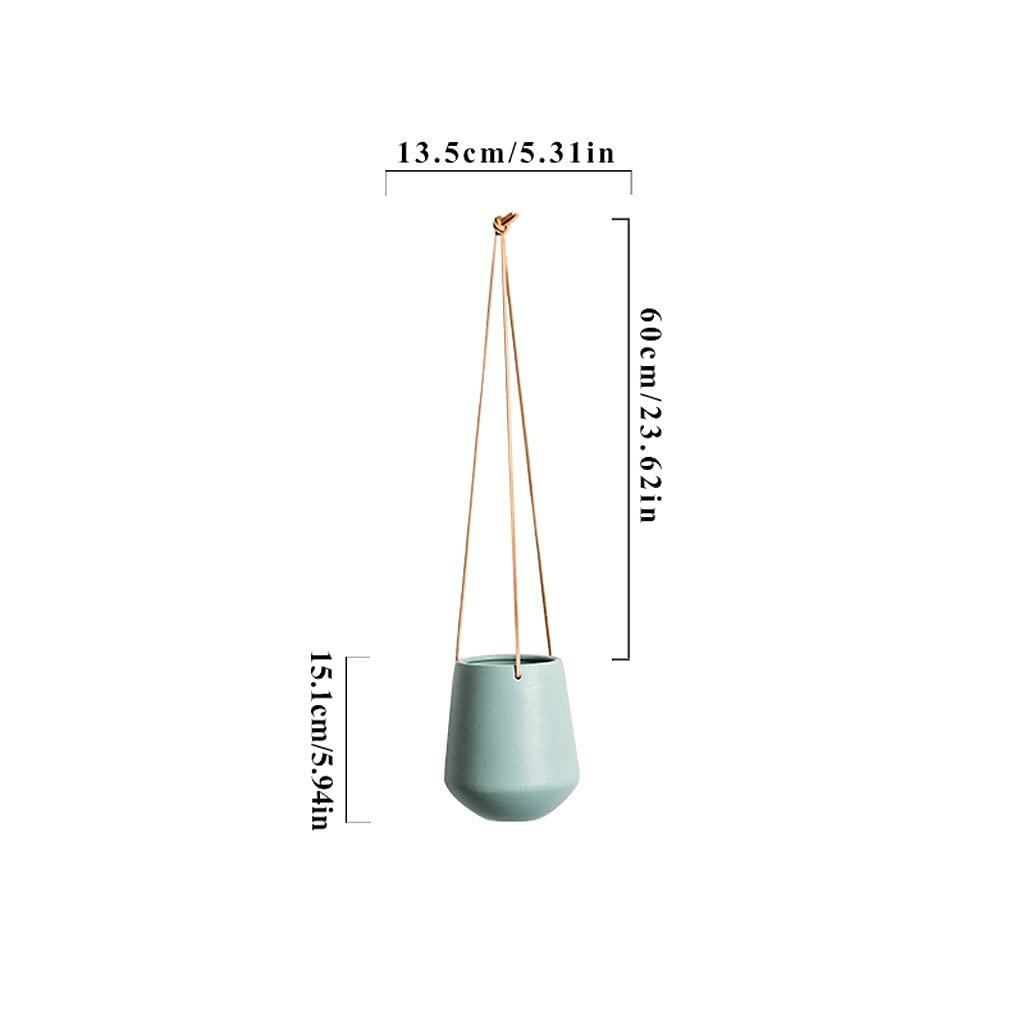 SISWIM Wiszące donice Ceramiczne Wiszące Donice Wewnątrz Nowoczesny uchwyt na rośliny z wieszakiem na liny do wnętrz Sukulenty Zioła Kaktus Małe rośliny Wystrój Domu Wiszący kosz na rośliny (kolor: różowy)