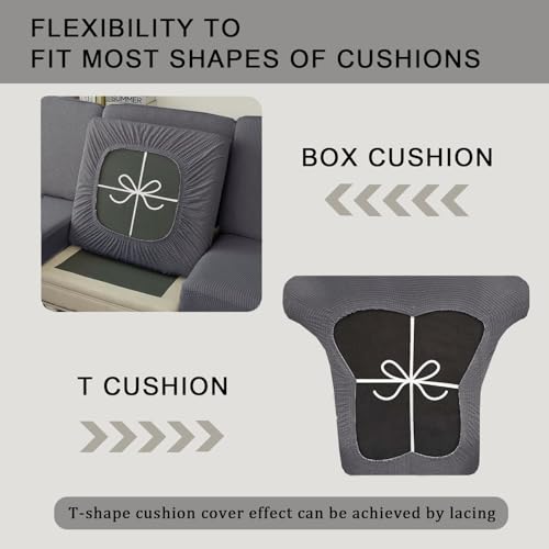 KYJSW High Stretch Caravan Couch Seat Cover Backrest Cover Double Non-Slip RV Dinette Cushion Covers With Elasticated And Tie-Down Straps (Grey,W 100-130 cm, D 30-50 cm) - Image 8