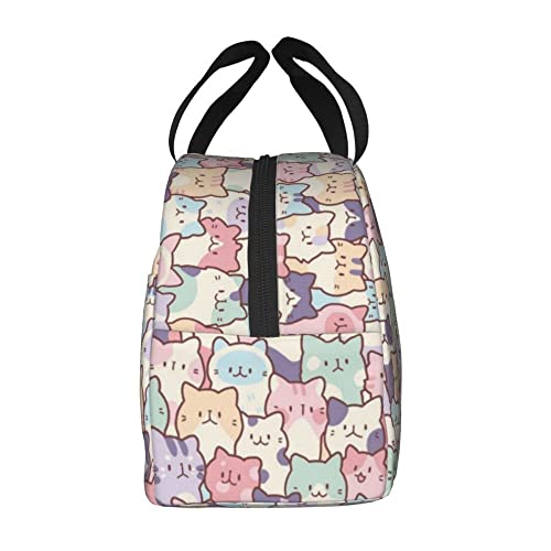 Kxzoylm Colorful Cat Lunch Bag Cute Cat Insulated Lunch Bag Animal Portable Lunch Box Reusable Cats Cooler Tote Bag For School Office Work Picnic Beach 8.5 X 5 X 8 Inch #TOP2