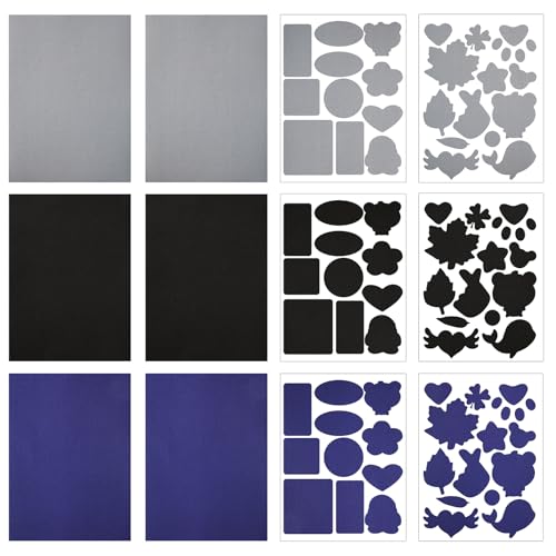 12 Sheets Down Jacket Repair Patch, 7.9x5.75in Self Adhesive Nylon Repair Patch Tape Waterproof Fabric Repair Patch Tape for Puffer Jackets Backpacks Coats Tents(Black, Dark Blue)