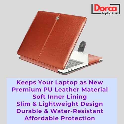 Image of Dorca Premium PU Leather Laptop Sleeve for Motorola Motobook 60 Pro (14IAH101) 14-inch- Slim Fit, Water-Resistant, Shockproof Protective Cover (Brown)
