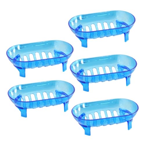 PAMINGONO 5個クリエイティブ高脚ソープディッシュ 滑り止め設計プラスチック製 水切れ良好 鹸収納ケース 洗面台 キッチン 浴室用 ブルー