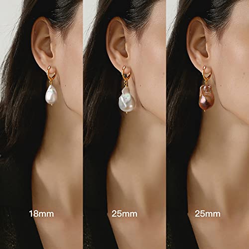 Natural Baroque Pearls Hoop Earrings For Women 925 Sterling Silver Pearls Hoop Earrings Handpicked 18Mm Freshwater Baroque Pearls For Women Pearl Earrings Collection #TOP3