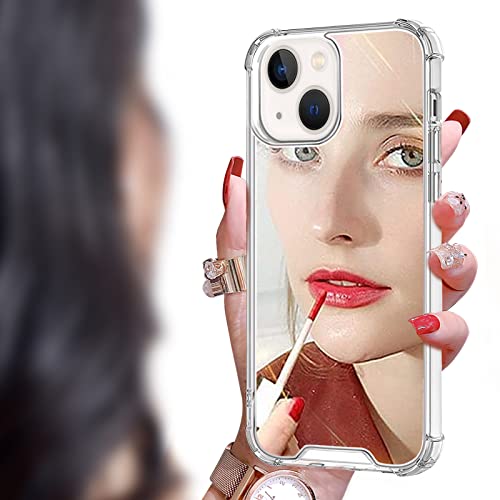 Cavdycidy for iPhone 13 mini Mirror Case for Women,Acrylic Mirror Phone Case That Can Be Used for Outdoor Makeup for Girl Who Love Beauty(Prevents Drops)