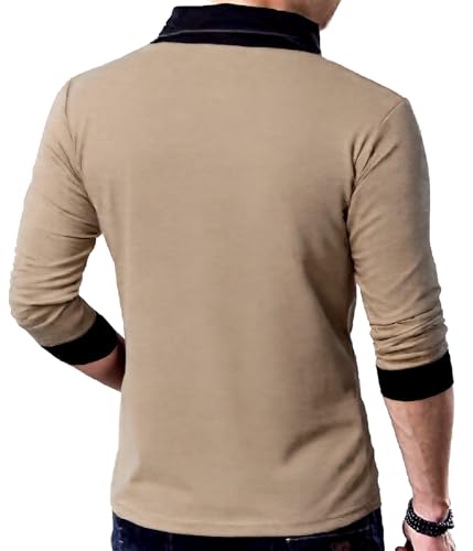 YTD Mens Cotton Casual V-Neck Button Slim Muscle Tops Tee Short Sleeve T-Shirts2