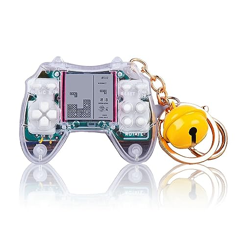 CZT Nuovo Mini portachiavi Console Brick con 26 decorazioni dello zaino di gioco Built-in Classico nostalgico e piacevole Puzzle Regali per Bambini Ragazza retrò Console di gioco portatile (Blanco)