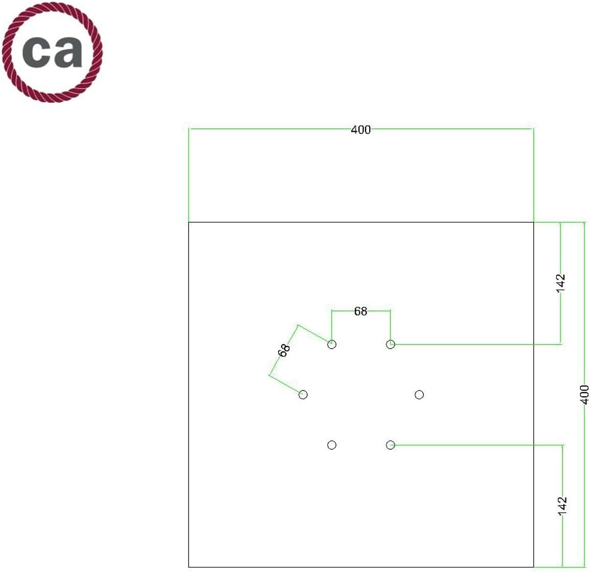 Large Square Ceiling Rose, 400 mm with 6 Holes and 4 Side Holes Petrol by Creative Cables