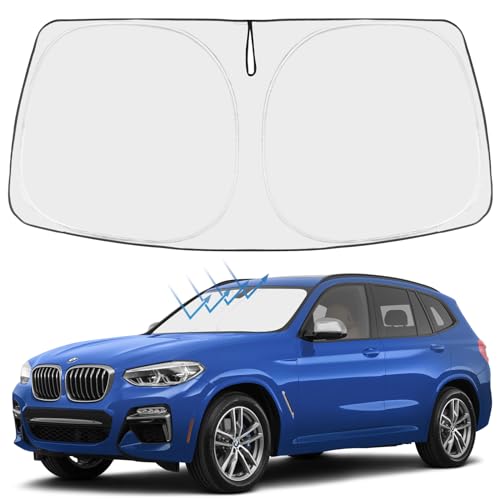 Proadsy Windshield Sun Shade for 2018-2025 2026 BMW X3 Base, xDrive28i, xDrive35i, M Sport SUV 4-Layer Foldable Front Sunshade Protector Sun Visor Blocks UV Rays Keep Car Cooler