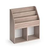 Das Regal bietet ausreichend Platz mit seinen drei Fächern für die Lieblingsbücher Ihrer Kinder und den zwei/vier großen offenen Fächern in denen Sie Faltboxen platzieren können.