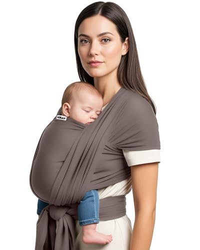 Yolay Baby Wrap Carrier Easy to Wear Soft Baby Carrier Sling Hands Free Adjustable Baby Carrier for Newborn to Toddler Upto 50 lbs, Mud Grey