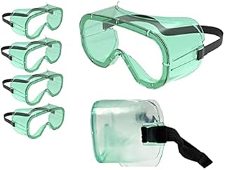 5 Pairs Durable Safety Airsoft Goggles Anti Fog Scratch Proof Chemical Splash Resistant For Professional Work or Personal Use Adjustable Eye Protection Over Spectacles Science Goggles (Green/Black)