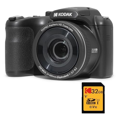 KODAK Pixpro Astro Zoom AZ255 + Carte Mémoire SD 32 Go - Appareil Photo Bridge Numérique 16 Mp, Zoom 25X, Video HD 1080p, Grand angle 24 mm, Ecran LCD 3,...