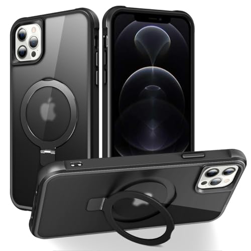CHAOFEnG Compatible with iPhone 12 Pro Max Case with Stand, Black