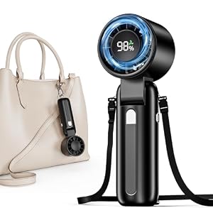 AI Handheld Fan Turbo, 100-Speed Portable Fan Rechargeable, Mini Fan with 12800 RPM Strong Airflow, Foldable 4-in-1 Personal Fan for Travel, Camping, Beach & Office, USB-C & Lightweight & Quiet