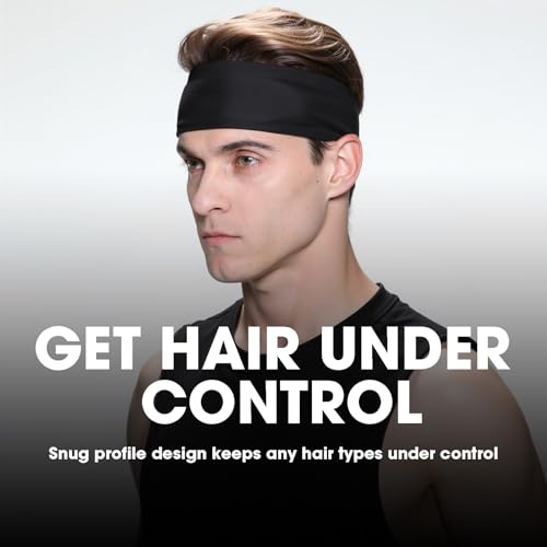 Image of Braylin 5-Pack Breathable Sport Headbands for Men, Sweat-Wicking, Elastic Stretch
