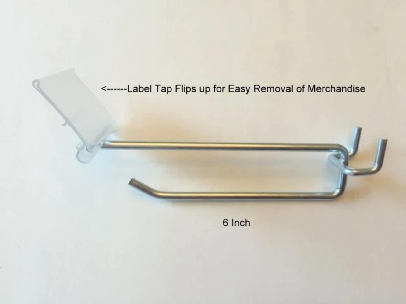 (300 Pack 6 Inch Flip Scan Metal Peg Hooks w/Label Holder 1/8" to 1/4" Pegboard