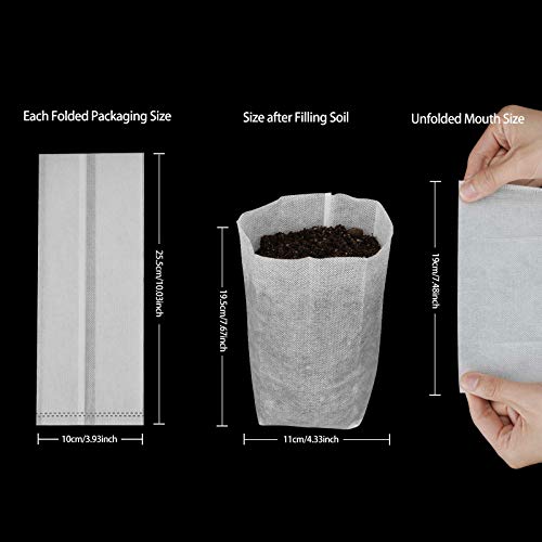 Uwioff Nursery Bags For Plants, 100Pcs 7.8" X 10.2" Large Plant Grow Bags, Degradable Non-Woven Plant Seedling Bags Fabric Pots For Seedlings #TOP2