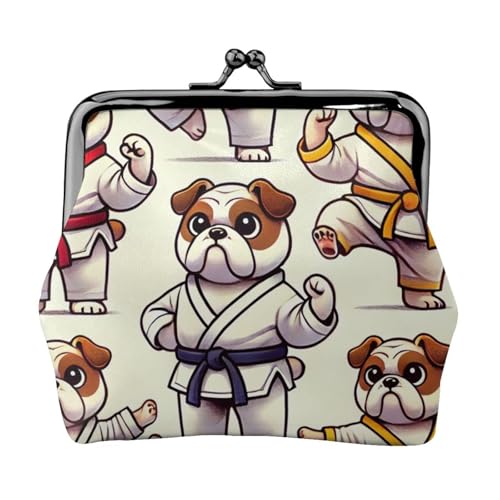 Pu Leather Buckle Coin Purse Kawaii-Judo-Bulldogs Girls Kiss-Lock Change Purse Wallets