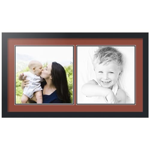 ArtToFrames Collage Photo Frame Double Mat with 2 - 12x12 Openings and Satin Black Frame
