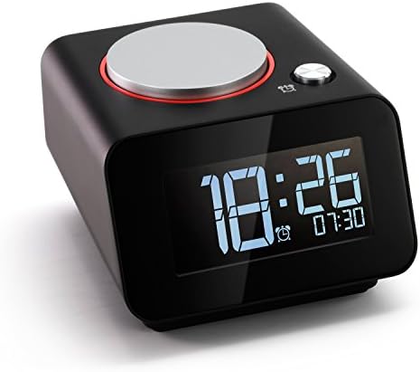 Homtime Bedside Alarm Clocks with Dual USB Charging Port for Bedroom Small Alarm Clock Snooze Dimmable Black(with AC Adapter)