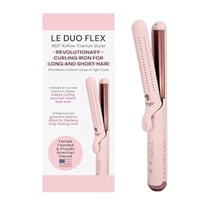 L’ANGE HAIR Le Duo Flex 360° Airflow Titanium Styler | Curling Iron with Adjustable Settings Creates Waves | Air Flow Styler Enhances Volume Locks | Dual Voltage Tool for All Hair Types (Blush)
