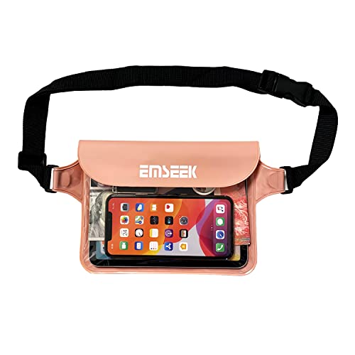 EMSEEK Waterproof Waist Pouch Dry Belt Bag Fanny Pack Keep Your Key Fob Wallet Kindle Phone Dry Perfect For Swim Surf Snorkel(Pink)