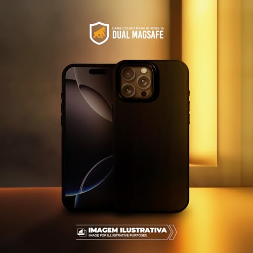 Gshield Capa Case Capinha Couro Dual Compatível com Magsafe para (Preta, iPhone 16 Pro)