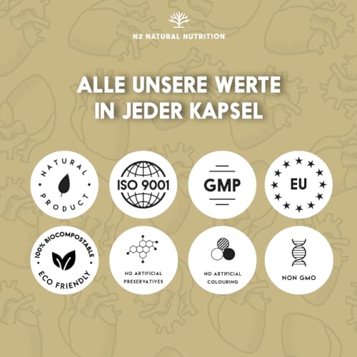 Omega 3 Kapseln Hochdosiert mit 2000 mg Fischöl mit 700mg EPA und 500 mg DHA, Fischöl mit Vitamin E und den Omega 3 Fettsäuren. 120 Softgel-Kapsel reines Seefischöl N2 Natural Nutrition