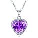 Heart Diamond Necklace, Purple Heart Pendant Necklaces for Girls - Valentine Day Gifts for Women, Girlfriend, Mom, Teen Girls, Her