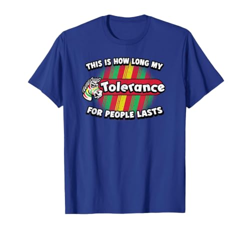 This is How Long My Tolerance for People Lasts Angry Zebra T-Shirt, Men, Royal Blue, Large