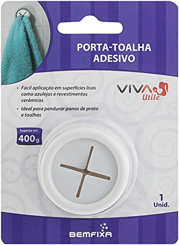 Porta-toalha Adesivo, Branco, Bemfixa