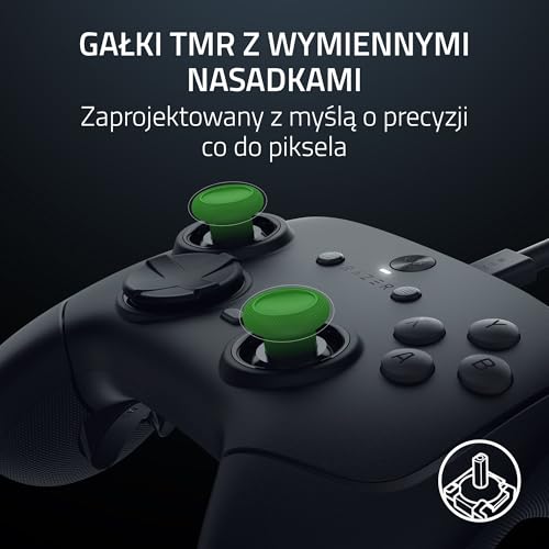 Razer Wolverine V3 Tournament Edition 8K PC - przewodowy kontroler e-sportowy do komputerów PC - HyperPolling 8K Hz - drążki TMR z wymiennymi nakładkami - 4 przyciski myszy z tyłu, Czarny