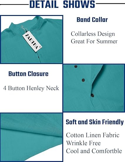 Image of Bellstone Men's Cotton Blend Solid Regular Fit Full Sleeve Short Kurta | Men's Trendy Short Kurta | Ethnic Stylish Casual Lightweight Summer Kurta for Daily and Occasion Use