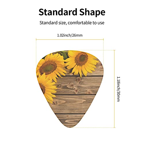 Lot de 12 médiators en bois avec trois tournesols pour guitare acoustique, ukulélé, etc. - Les Beatles, Paul McCartney, John Lennon, RIngo Starr, George Harrison Lot de 12 médiators en bois avec trois tournesols pour guitare acoustique, ukulélé, etc. – Image 4