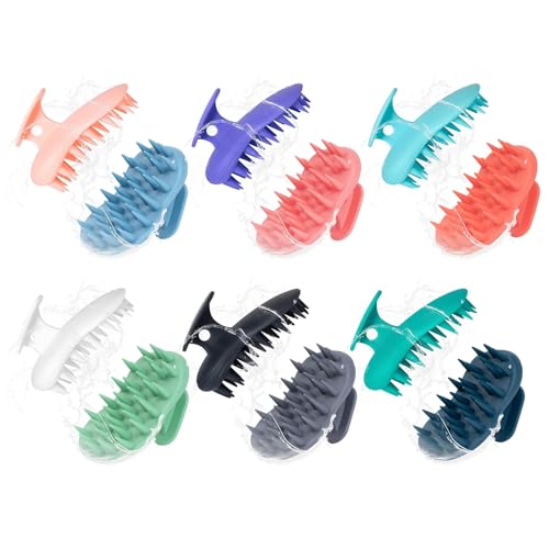 PHOVSUV 4pcs Shampoo Brush Hair Scalp Massager,100% Silicone Scalp Scrubber,Scalp Exfoliator for...