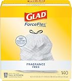 Glad ForceFlex Tall Kitchen Drawstring Trash Bags, 13 Gal, Fragrance Free, 140 Ct (Package May Vary)