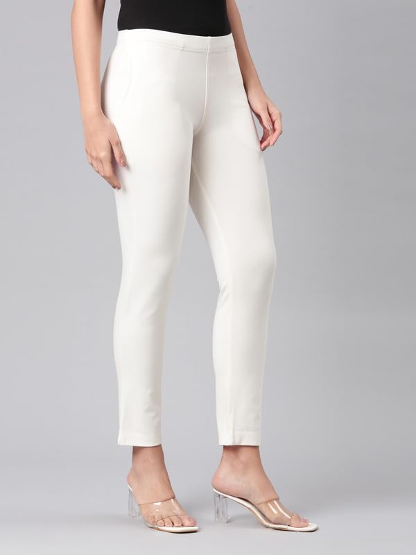 Image of GO COLORS Ponte Smart Kurti Pants Full Length for Women | Breathable, Mid Rise