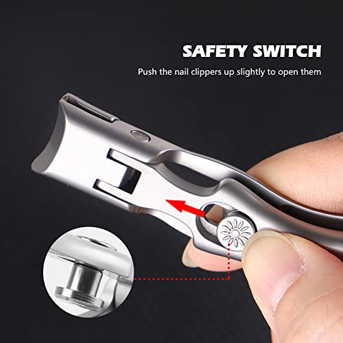 Phoeluxe Nail Clippers, 16Mm Wide Jaw Opening Nail Clippers For Cutting Thick Nails Extra Large Toenail & Fingernails Clippers With Safety Lock And Nail File For Eniors, Men, Adult (Silver) #TOP2