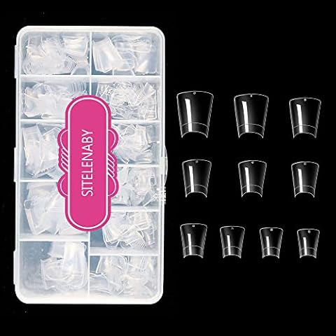 Duck Nail Tips 500PCS，SITELENABY Clear Duck Feet Flare Tips for Acrylic Nails,Wide French Half Cover Nail Tips for Nail Salons and DIY French ABS Nail Art Tips 10 Size (500pcs Duck nail tips) Cover