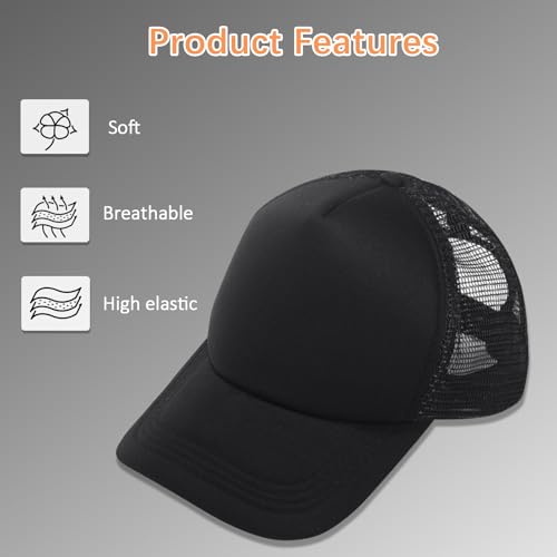 OKBA 10 Pack Sublimation Blank Baseball Cap Adjustable Hat Polyester Mesh Trucker Hats for Men and Women