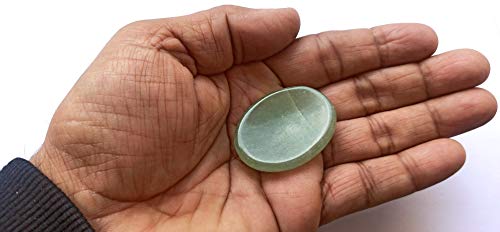 Wholesalegemshop Beautiful Green Aventurine Worry Stone + Pouch Crystal Healing Positive Energy Thumb Stone Reiki Metaphysical Meditation Health Wealth Feng Shui Men Women Gift #TOP6