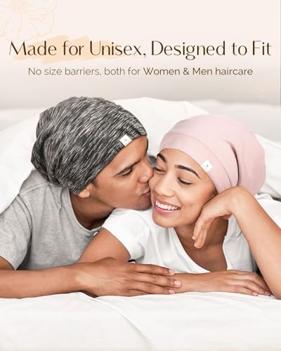 YANIBEST Seidensatin-Hauben-Haarwickel zum Schlafen - Verstellbarer Aufenthalt auf seidengefütterter Slouchy-Beanie-Hut für lockiges Haar und Zöpfe