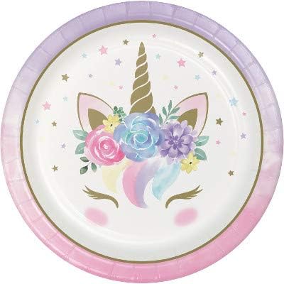 Unicorn Party Supplies Birthday Decorations, Baby Unicorn Party Favors and More Printed 9 Inch Round Paper Plate, Box of 96