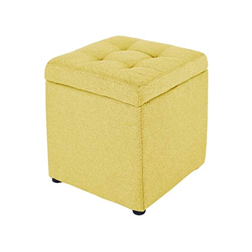 Tabouret de rangement jaune avec pouf coffre cube pliable